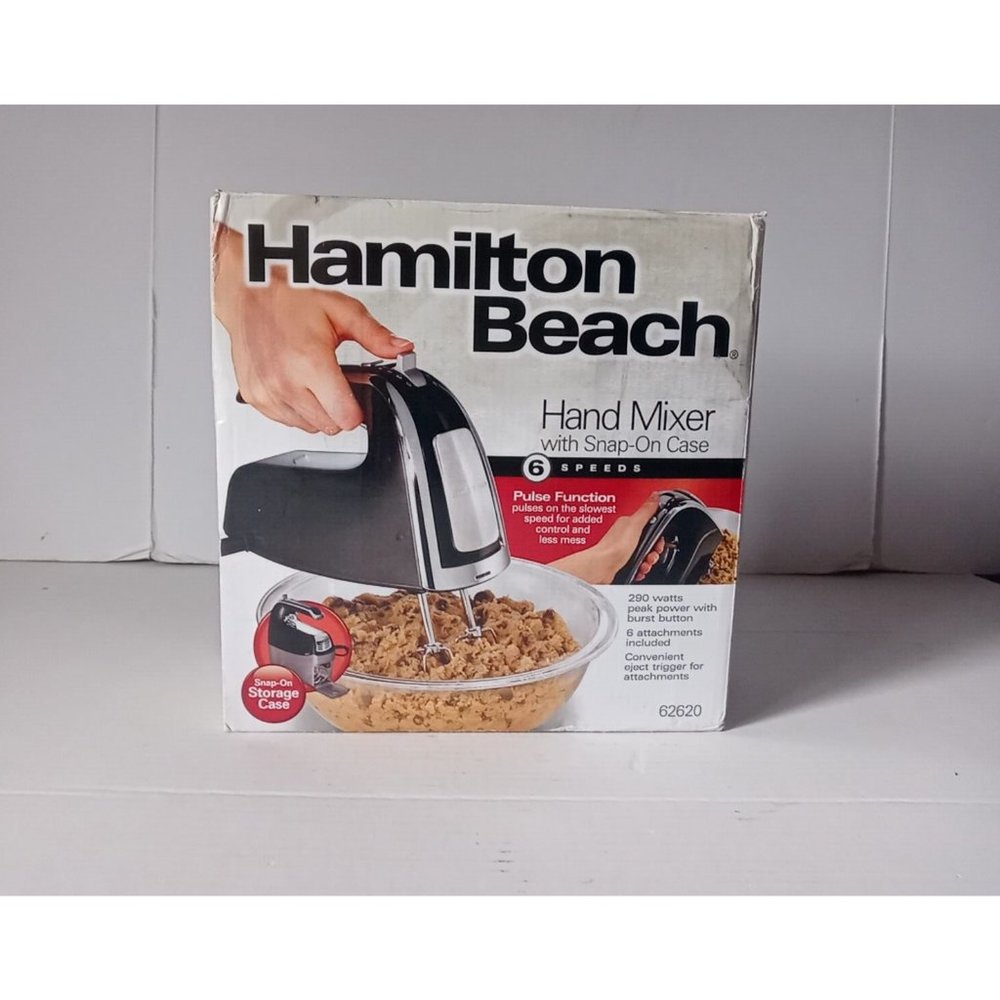 Hamilton Beach 6 Speed 290 Watt Hand Mixer with Snap on Case 62620 Black